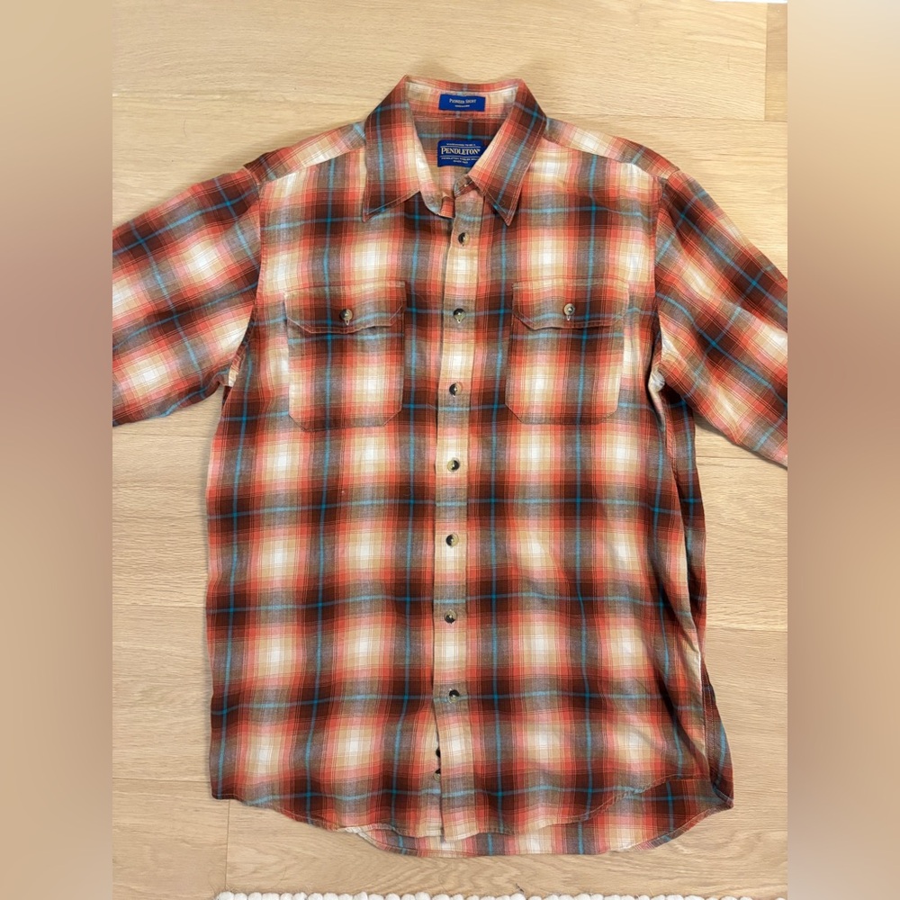 Pendleton Orange and Blue Plaid Shirt